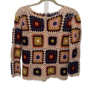 English Factory Light Pink Crochet Long Sleeve Top